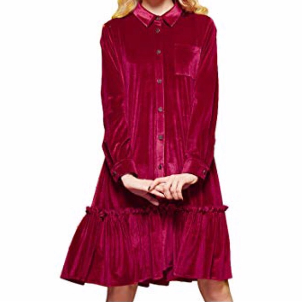 ELF SACK NWT Red Velvet Swing Dress